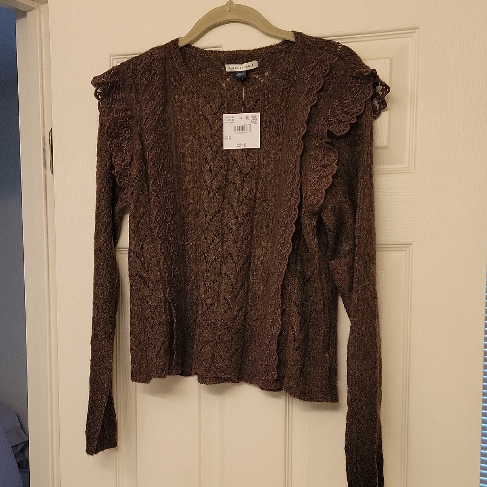 American Eagle Brown Lace Sweater
